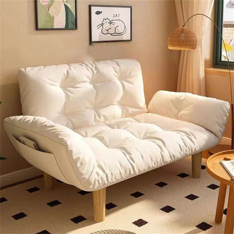 Katriena Modern Padded Lazy Couch Small Double Sofa Bed 5 Adjustable Backrests and Armrests Loveseat with 4 Wooden Legs for Living Room Bedroom